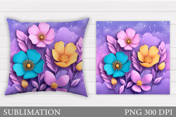 Flowers Pillow Design. Floral Pillow Sublimation