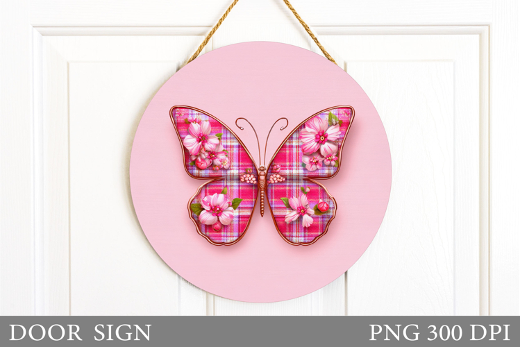 Butterfly Door Sign Sublimation. Floral Door Sign Design