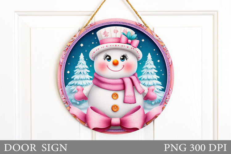 Cute Snowman Door Sign Design. Christmas Sublimation