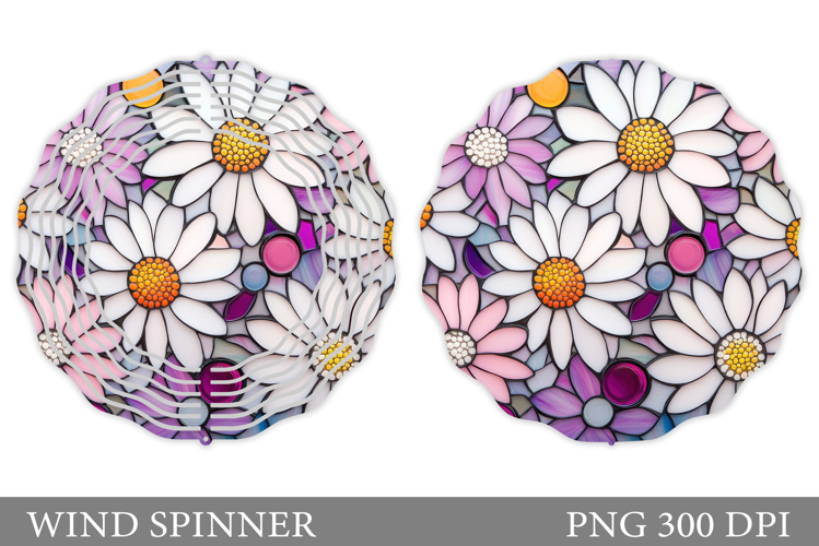 Daisy Flowers Wind Spinner. Floral Wind Spinner Design