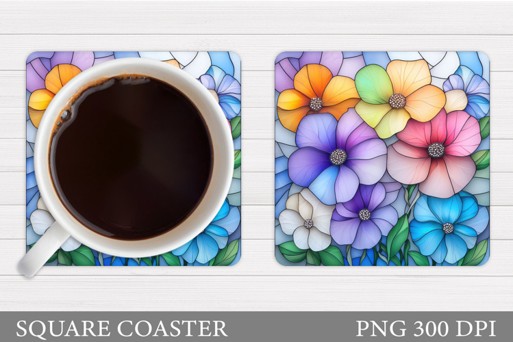 Flowers Coaster Sublimation. Floral Coaster Design