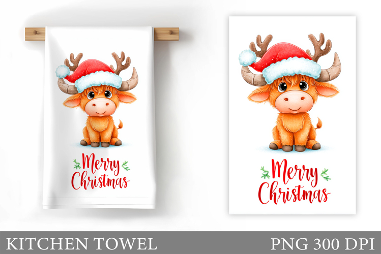 Christmas Cow Kitchen Towel Design. Christmas Kitchen Towel