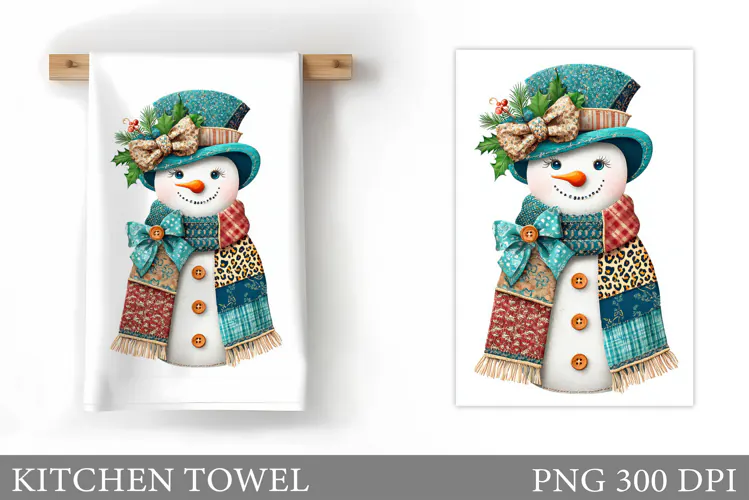 Cute Snowman Kitchen Towel. Christmas Kitchen Towel Design