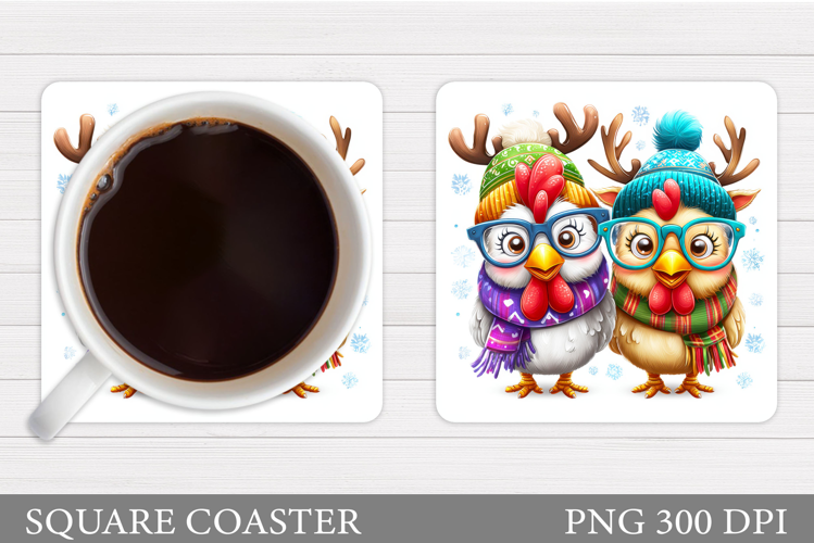 Christmas Chicken Coaster. Christmas Coaster Sublimation