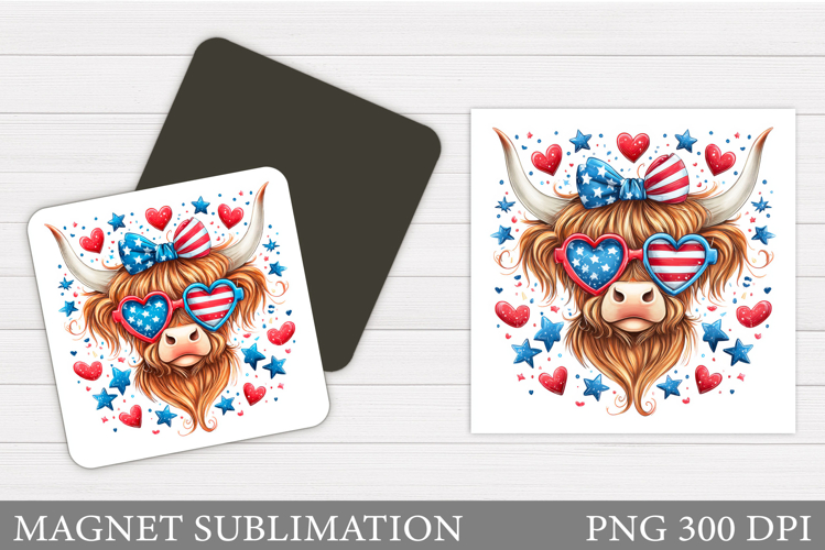 Patriotic Cow Magnet Design. Patriotic Magnet Sublimation example image 1