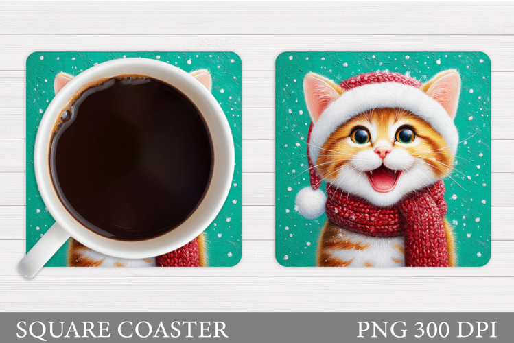 Christmas Cat Coaster Design. Christmas Coaster Sublimation