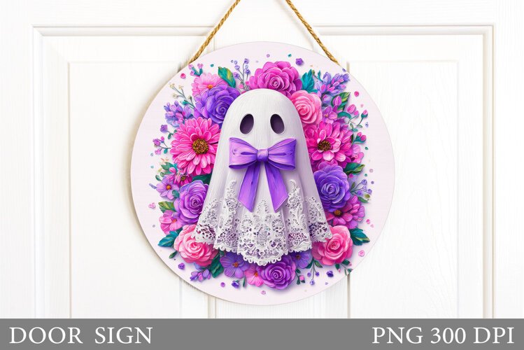 Ghost Door Sign Design. Halloween Door Sign Sublimation example image 1