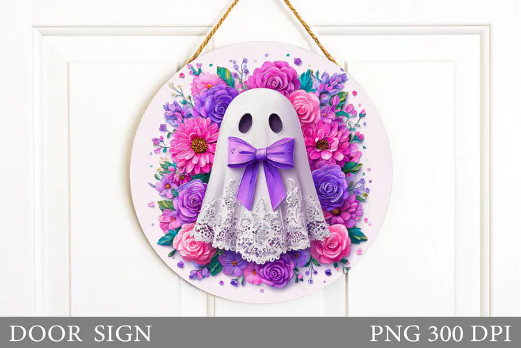 Ghost Door Sign Design. Halloween Door Sign Sublimation