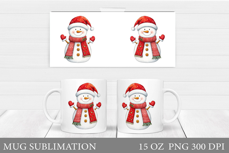 Cute Snowman Mug Design. Christmas Mug Sublimation
