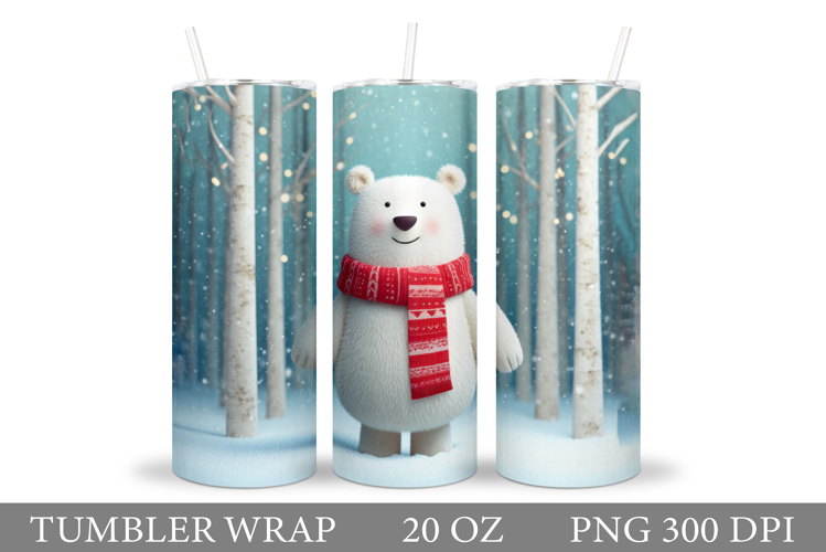 Polar Bear Tumbler Design. Christmas Tumbler Sublimation
