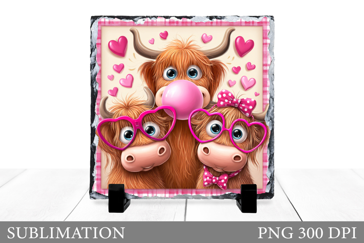 Valentines Cow Sublimation. Valentines Cow Slate Design