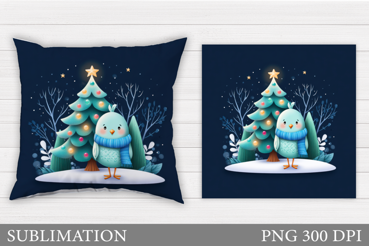Christmas Bird Pillow Design. Christmas Pillow Sublimation