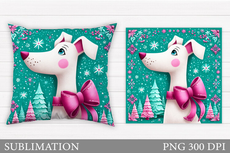 Christmas Dog Pillow Design. Christmas Pillow Sublimation example image 1
