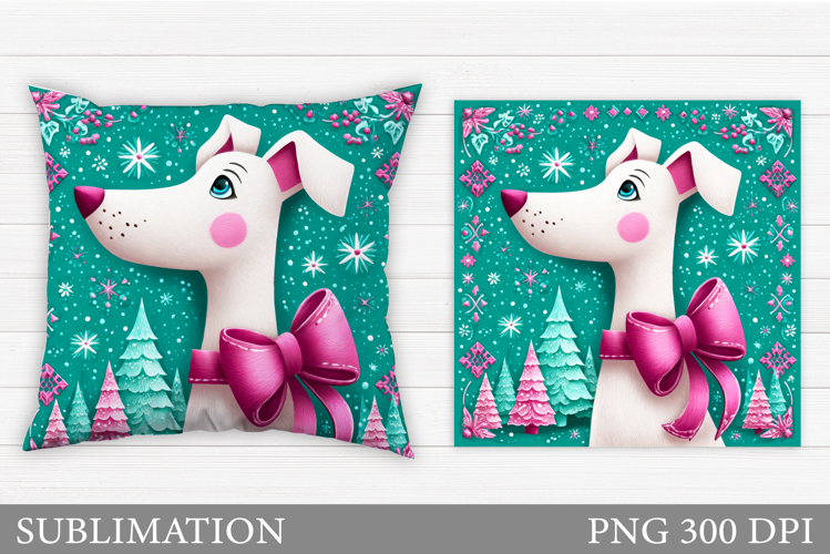 Christmas Dog Pillow Design. Christmas Pillow Sublimation