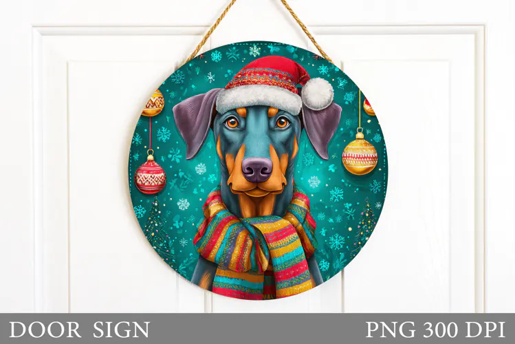 Christmas Dog Door Sign. Christmas Door Sign Design
