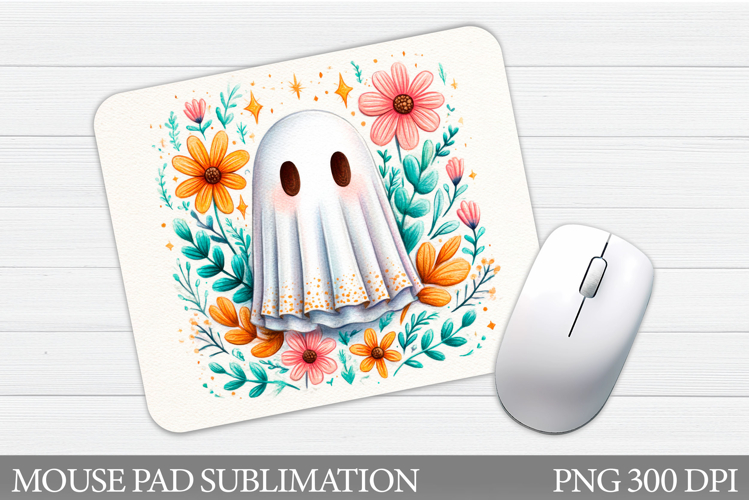 Cute Ghost Mouse Pad Design. Halloween Mouse Pad Sublimation