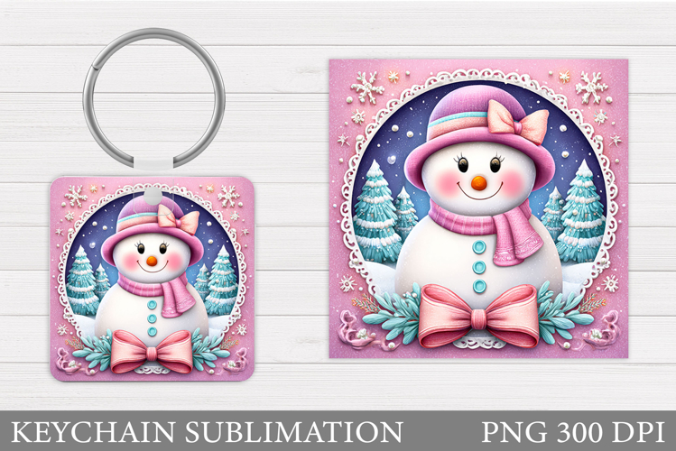 Christmas Snowman Keychain. Christmas Keychain Design