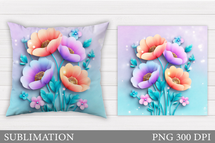Flowers Pillow Design. Floral Pillow Sublimation