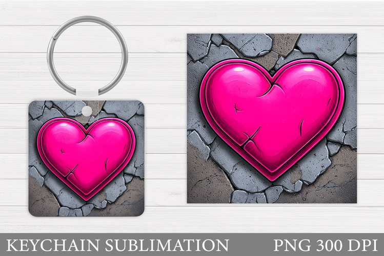 Heart Keychain Sublimation. Valentine Keychain Design