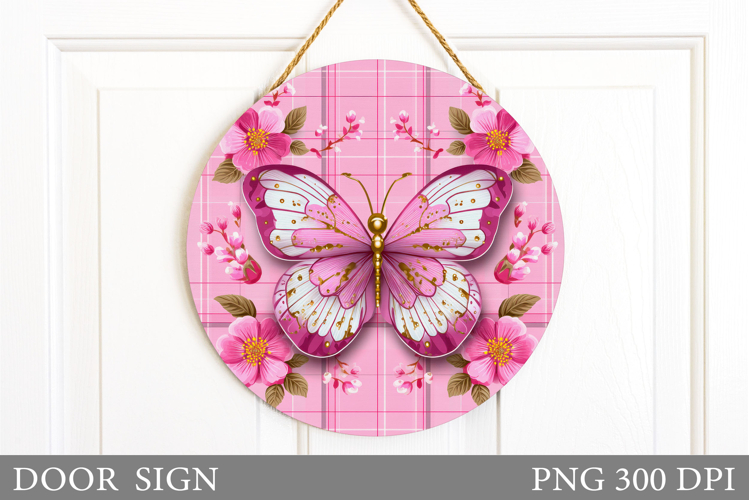 Butterfly Door Sign Sublimation. Flowers Door Sign Design