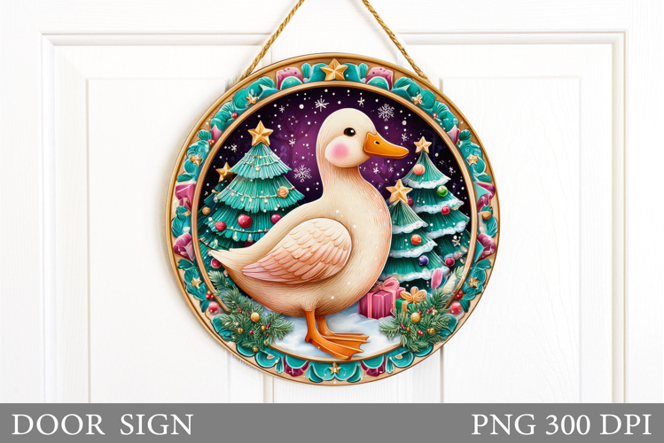 Christmas Duck Door Sign. Christmas Door Sign Sublimation