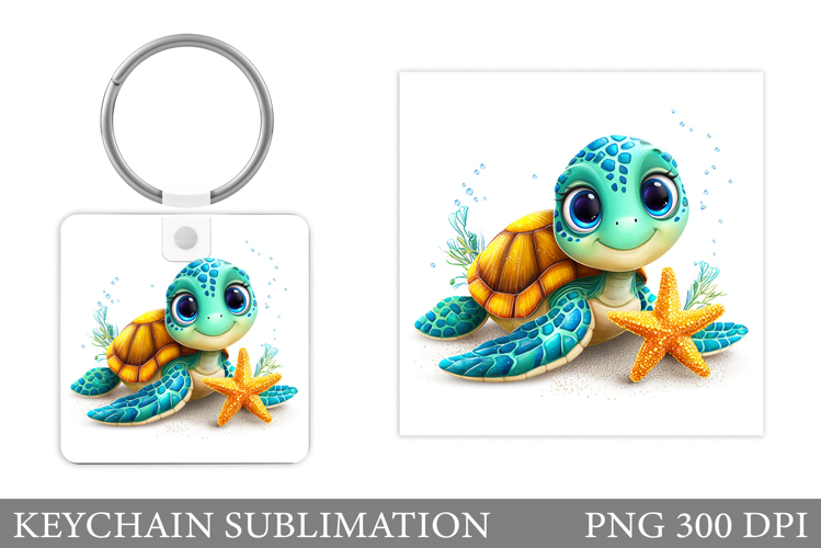 Turtle Keychain Sublimation. Turtle Keychain Design