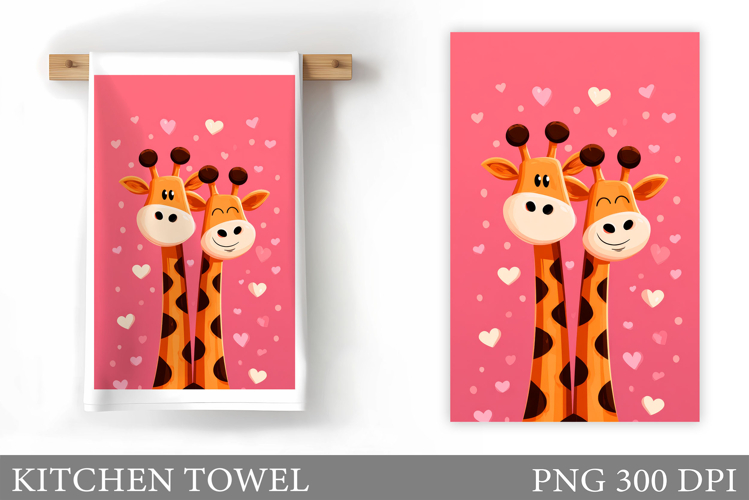 Valentines Giraffe Kitchen Towel. Valentine Kitchen Towel