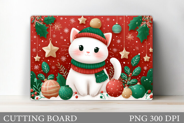 Christmas Cat Cutting Board. Christmas Cutting Board Design example image 1