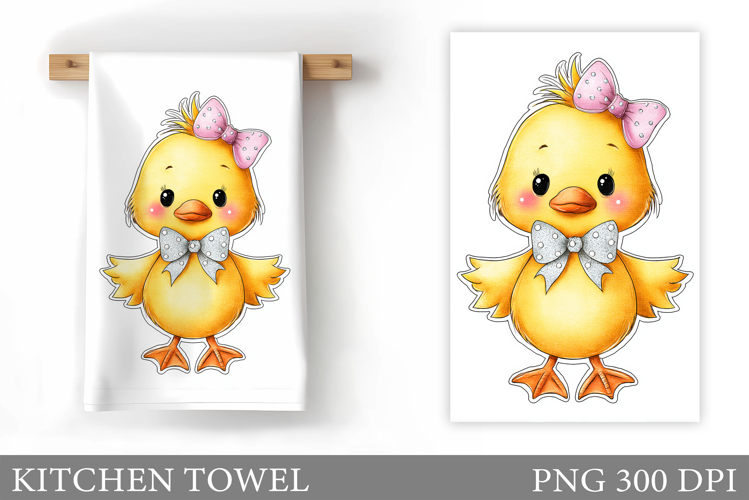 Spring Chick Kitchen Towel. Spring Kitchen Towel Design