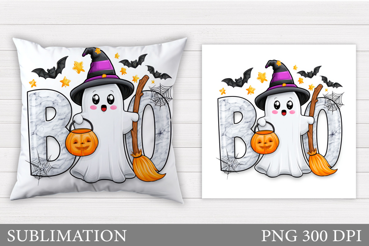Boo Pillow Design. Halloween Pillow Sublimation