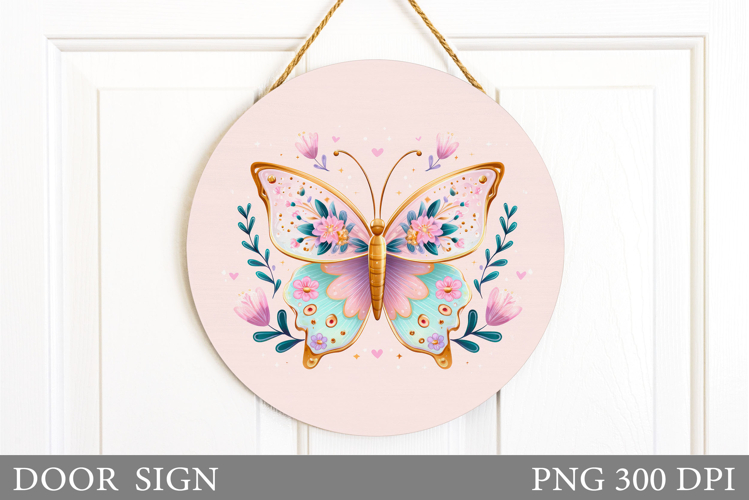 Butterfly Door Sign Sublimation. Flowers Door Sign Design