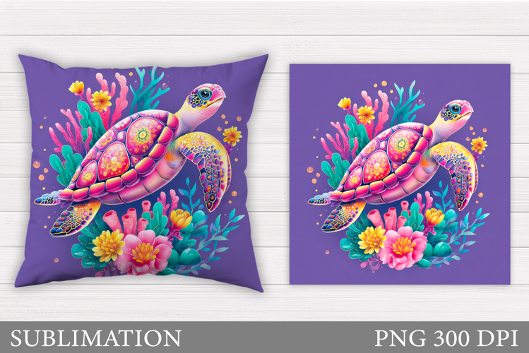 Sea Turtle Pillow Design. Turtle Sublimation example image 1