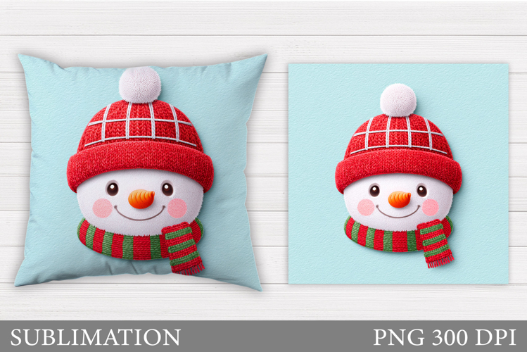 Snowman Pillow Sublimation. Christmas Pillow Design