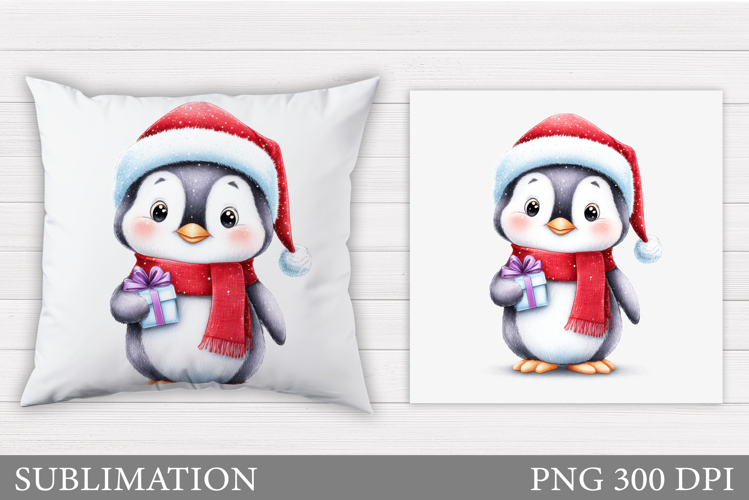Christmas Penguin Pillow. Christmas Pillow Sublimation