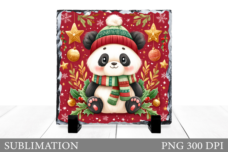 Christmas Panda Sublimation. Christmas Panda Slate Design
