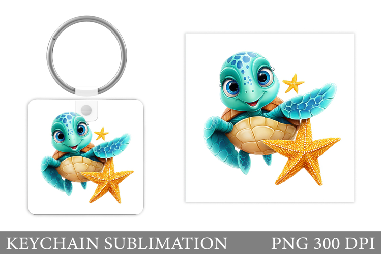 Turtle Keychain Sublimation. Turtle Keychain Design