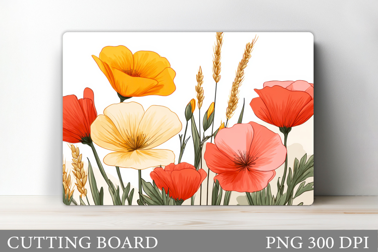 Wildflowers Cutting Board. Flowers Cutting Board Sublimation