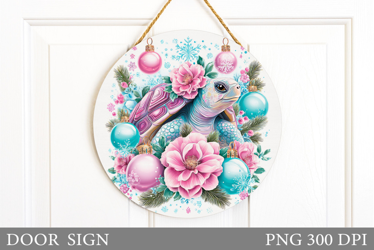 Christmas Turtle Door Sign. Christmas Door Sign Sublimation