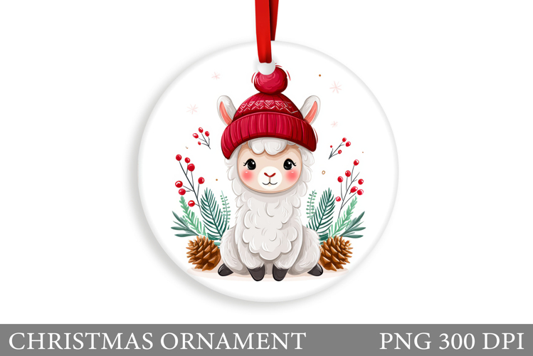 Cute Lama Christmas Ornament. Christmas Ornament Design