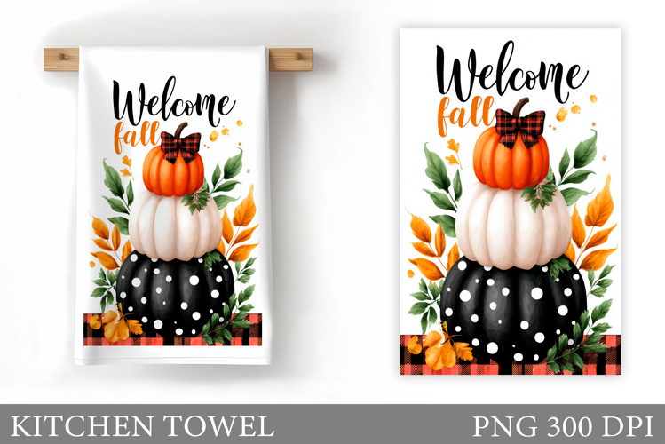 Fall Pumpkin Kitchen Towel. Fall Kitchen Towel Sublimation