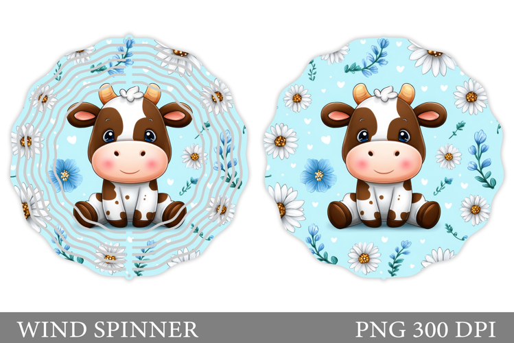 Cute Cow Wind Spinner Design. Cute Cow Sublimation
