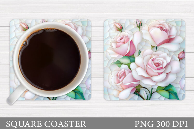 Roses Coaster Sublimation. Flowers Coaster Design example image 1