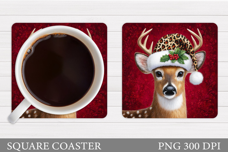 Christmas Deer Coaster Design. Christmas Coaster Sublimation