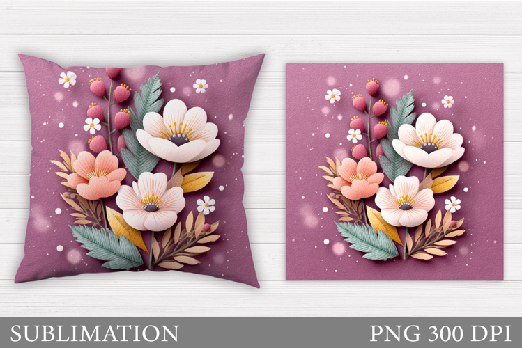 Floral Pillow Sublimation. Flowers Sublimation