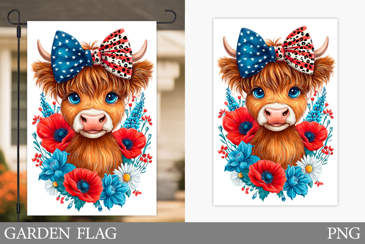 Patriotic Cow Garden Flag. Patriotic Garden Flag Sublimation