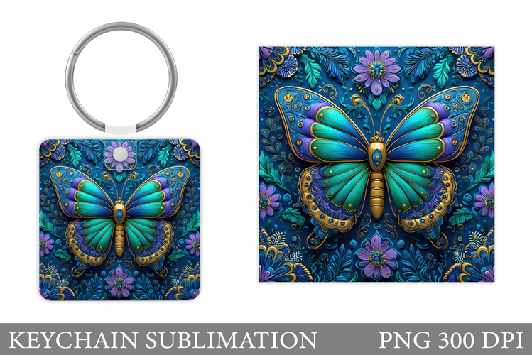 Butterfly Keychain Design. Butterfly Flowers Keychain