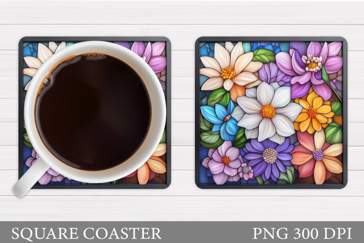 Flowers Coaster Sublimation. Floral Coaster Design