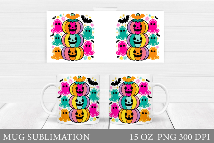 Halloween Mug Wrap Design. Halloween Sublimation