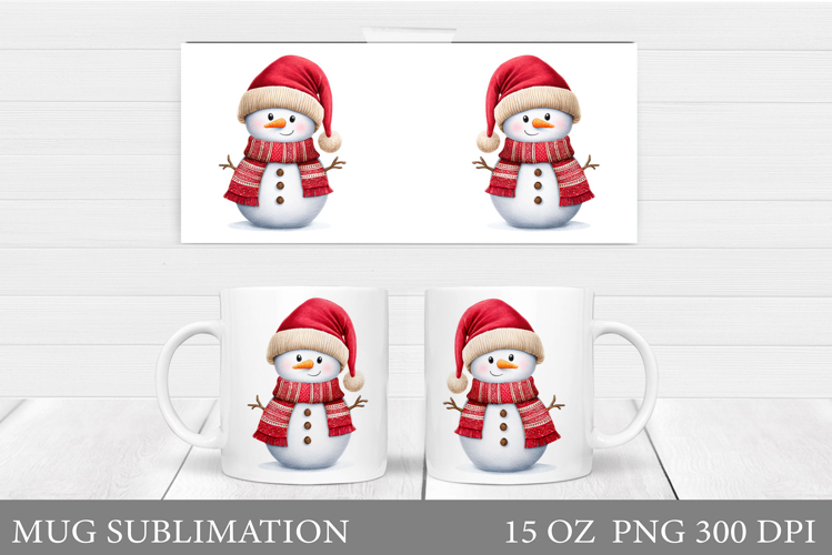 Cute Snowman Mug Design. Christmas Mug Sublimation
