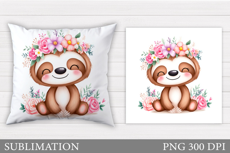 Cute Sloth Pillow Design. Cute Sloth Sublimation